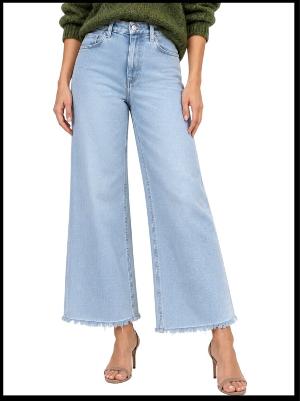 PAIGE Harper Ankle Wide Leg Jeans Kianni Distressed Light Wash 28